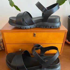 Cole Haan Zerogrand Platform Sandals - Black Leather